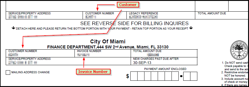 Customer and Invoice numbers location